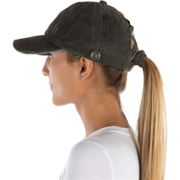 Messy Bun Baseball Cap - Women\'s Ponytail Hat with Criss Cross main image 8